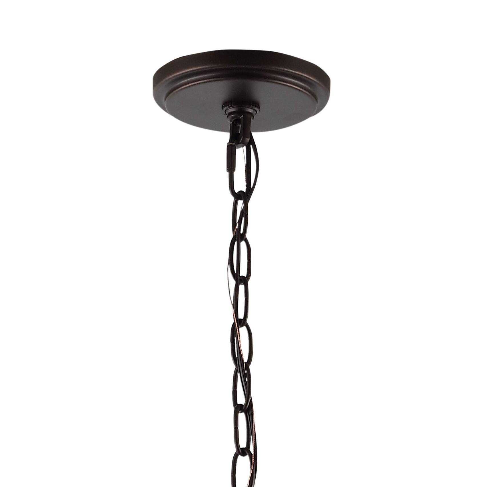 Alt View 5. Jonathan Y - Silas 19" 3-Light Rustic Farmhouse Iron LED Pendant, Oil Rubbed Bronze - Light Brown/Oil Rubbed Bronze.