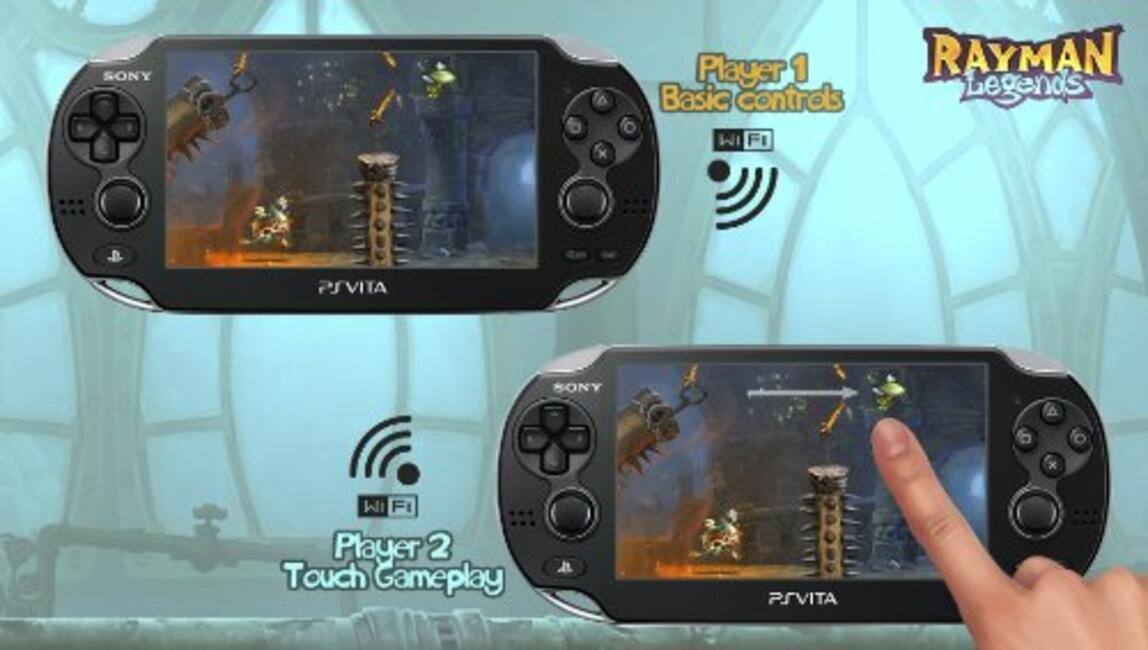 **Player 1 Basic Controls**  
RAYMAN Legends  
Wi-Fi  

**Player 2 Touch Gameplay**  
Wi-Fi  

SONY PSVITA