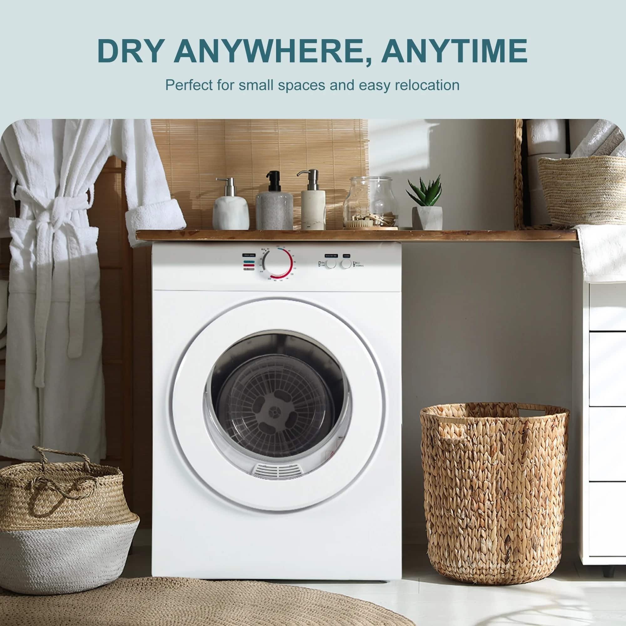 DRY ANYWHERE, ANYTIME
Perfect for small spaces and easy relocation
