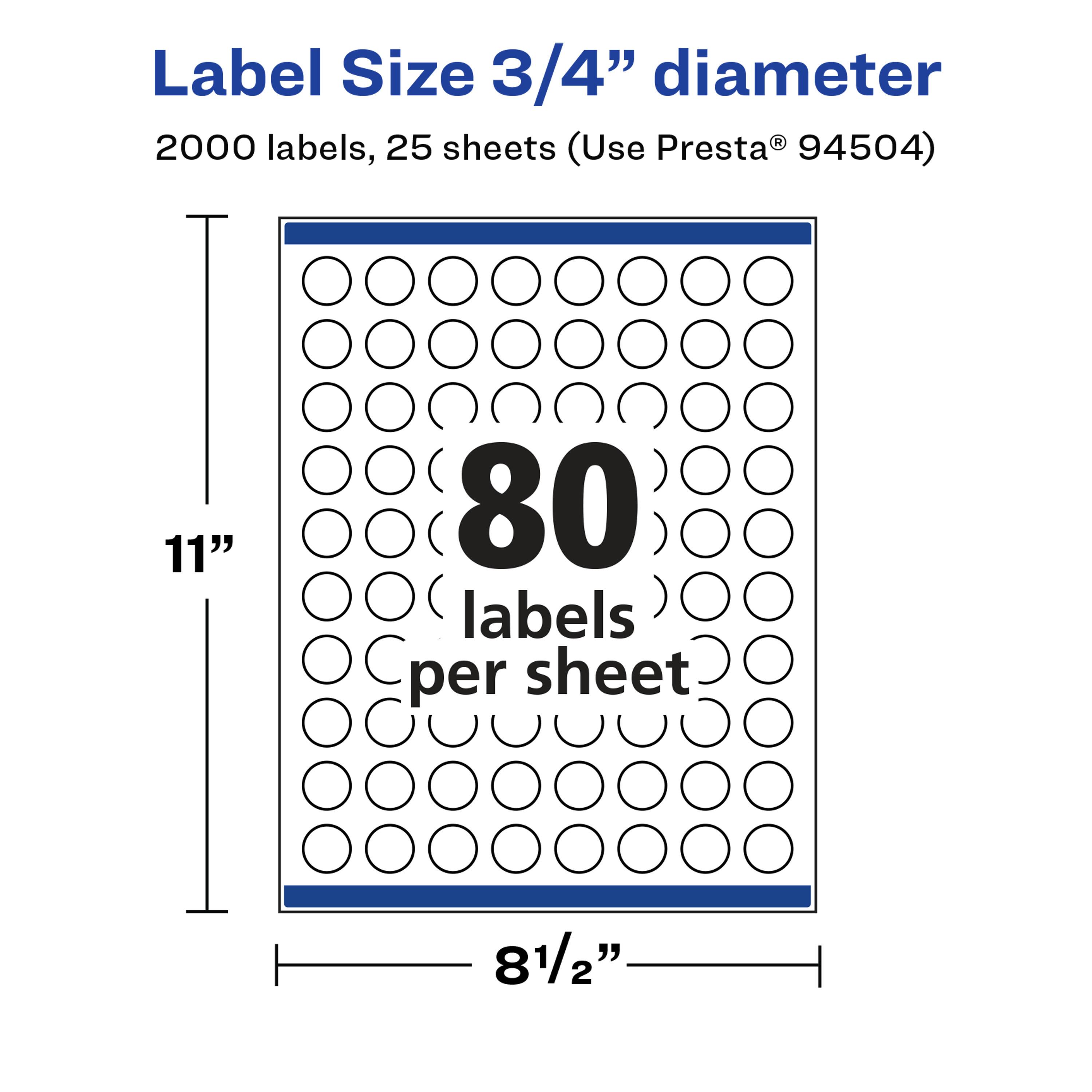 Avery Glossy Round Labels, 3/4