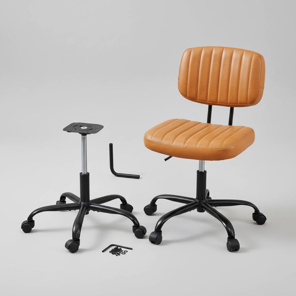 Alt View 1. AOITUN - Small Office Desk Chair with Wheels, Armless Compact Seat - Brown.