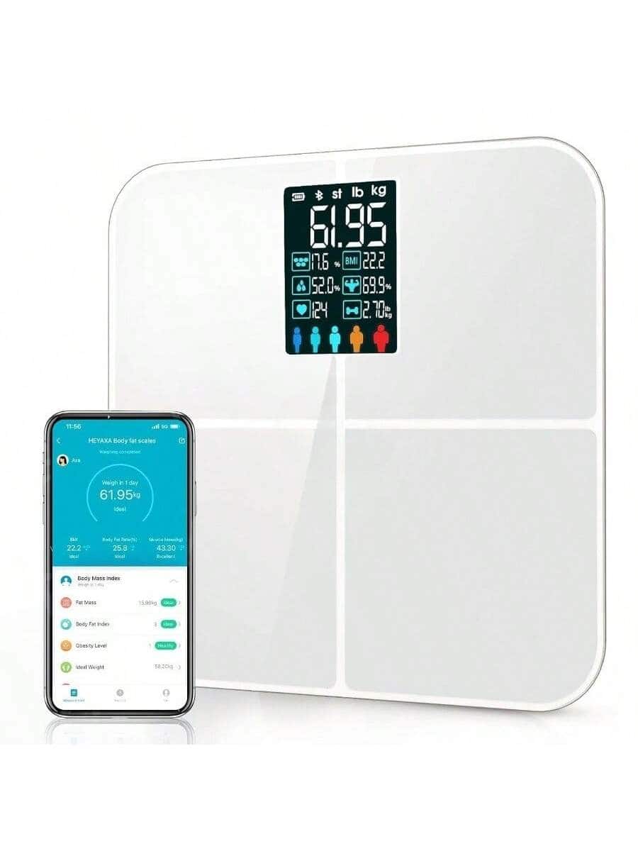 Stamp n Camp - Digital scale highly accurate ideal for bathroom use, Space-Saving, Easy to Clean, with Auto-On/Auto-Off - White