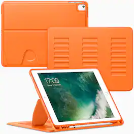 VIKESI - For iPad Air 2/1 & iPad 6th/5th Gen 9.7" Magnetic Multi-Angle Stand Case with Pen Holder - Orange