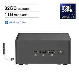 ASUS - NUC 15 Pro Mini Desktop (Intel Ultra 7-255H, 32GB DDR5, 1TB PCIe SSD, Intel Arc 140T, Win 11 Pro) w/USB Hub - Black