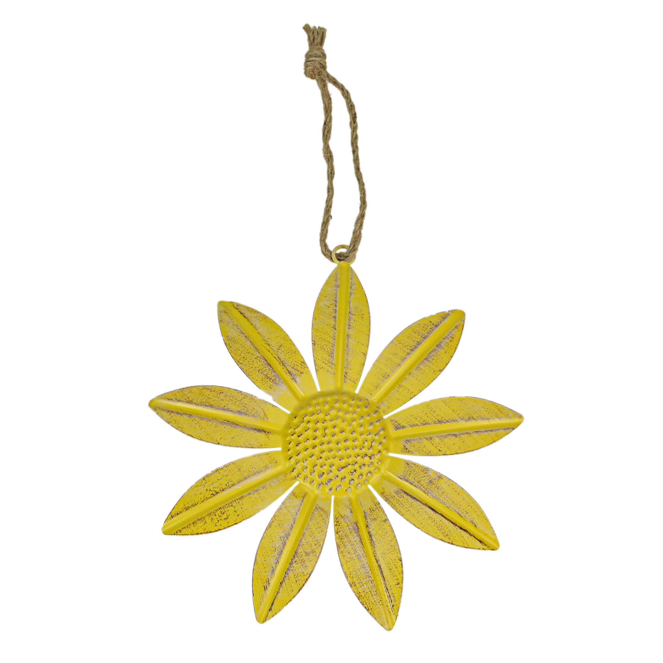 Alt View 1. Special T Imports - 9 Inch Red Yellow Green Metal Flower Wall Hanging Sculpture Home Decor Art Set of 3 - Multicolored.