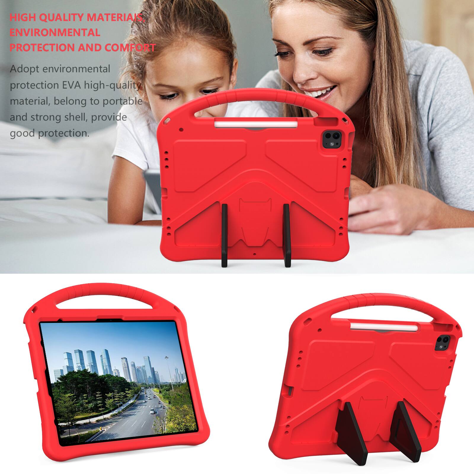 HIGH QUALITY MATERIALS, ENVIRONMENTAL PROTECTION AND COMFORT

Adopt environmental protection EVA high-quality material, belong to portable and strong shell, provide good protection.