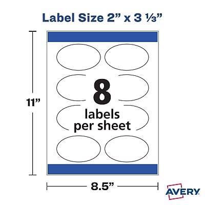 Label Size: 2" x 3 1/3"  
11" x 8.5"  
8 labels per sheet  
AVERY