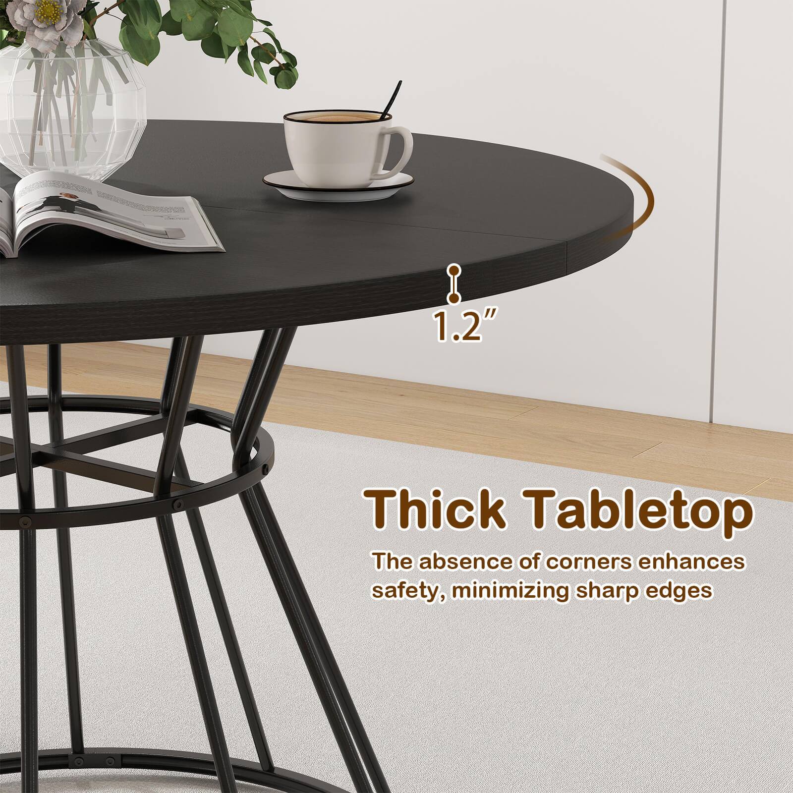 LNA 1.2" Thick Tabletop  
The absence of corners enhances safety, minimizing sharp edges