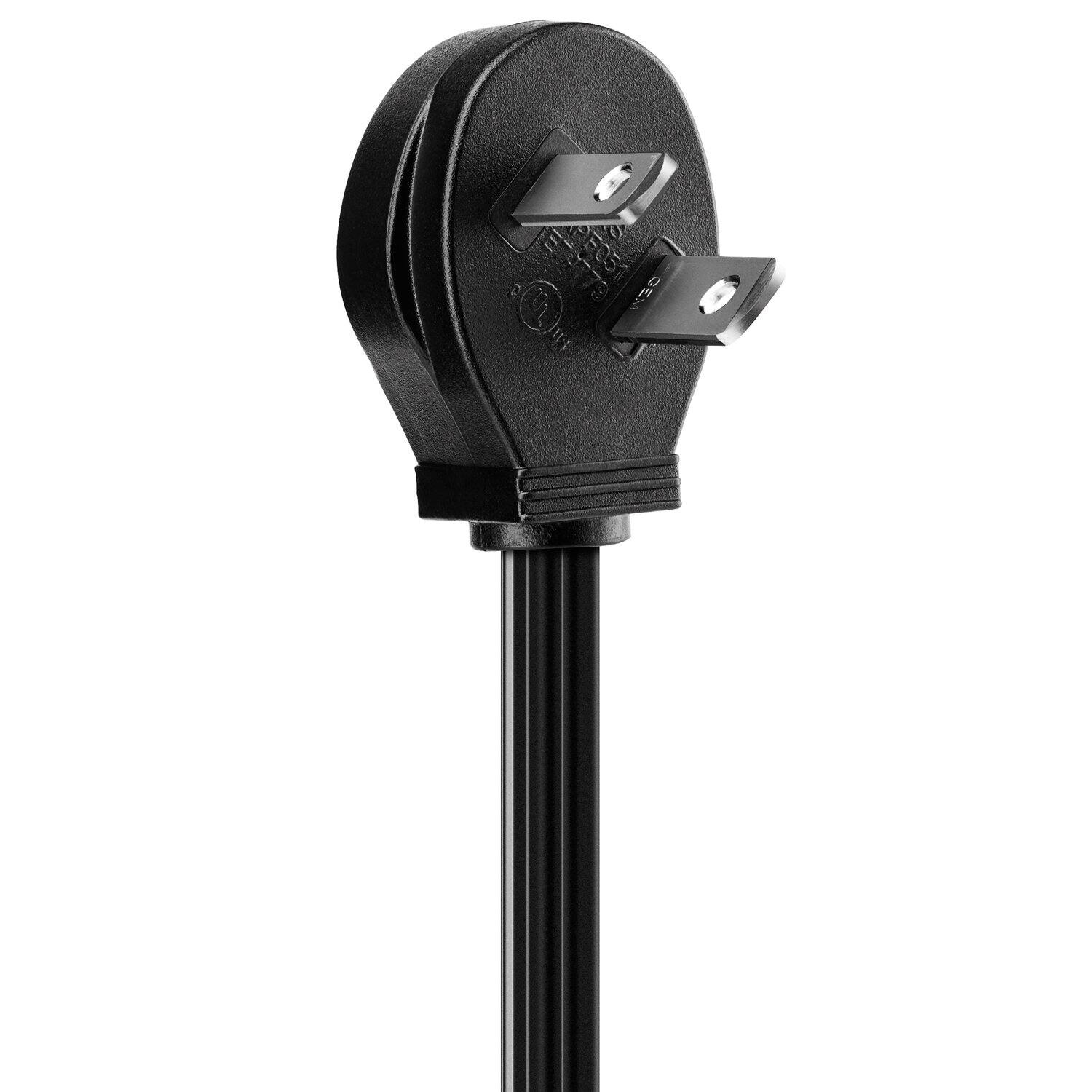 Alt View 2. Maximm - 2 ft Flat Plug Extension Cord/Wire, Multi Outlet - Angled Plug Extension Cord with Safety Water Proof Cover - Black.