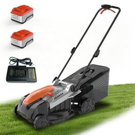 FODINGHILL - 18 Inch Electric Lawn Mower,2×20V Brushless Mower with 6-Position Height Adjustment,2×5.0Ah Batteries & Charger Included