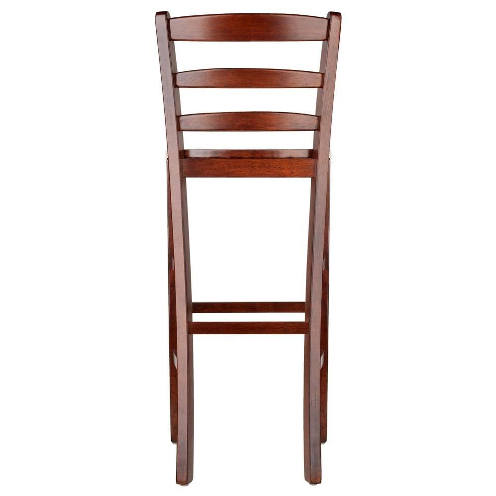 Back. FurniFact - 2-Pc 30" Ladder Back Bar Stools - Walnut.