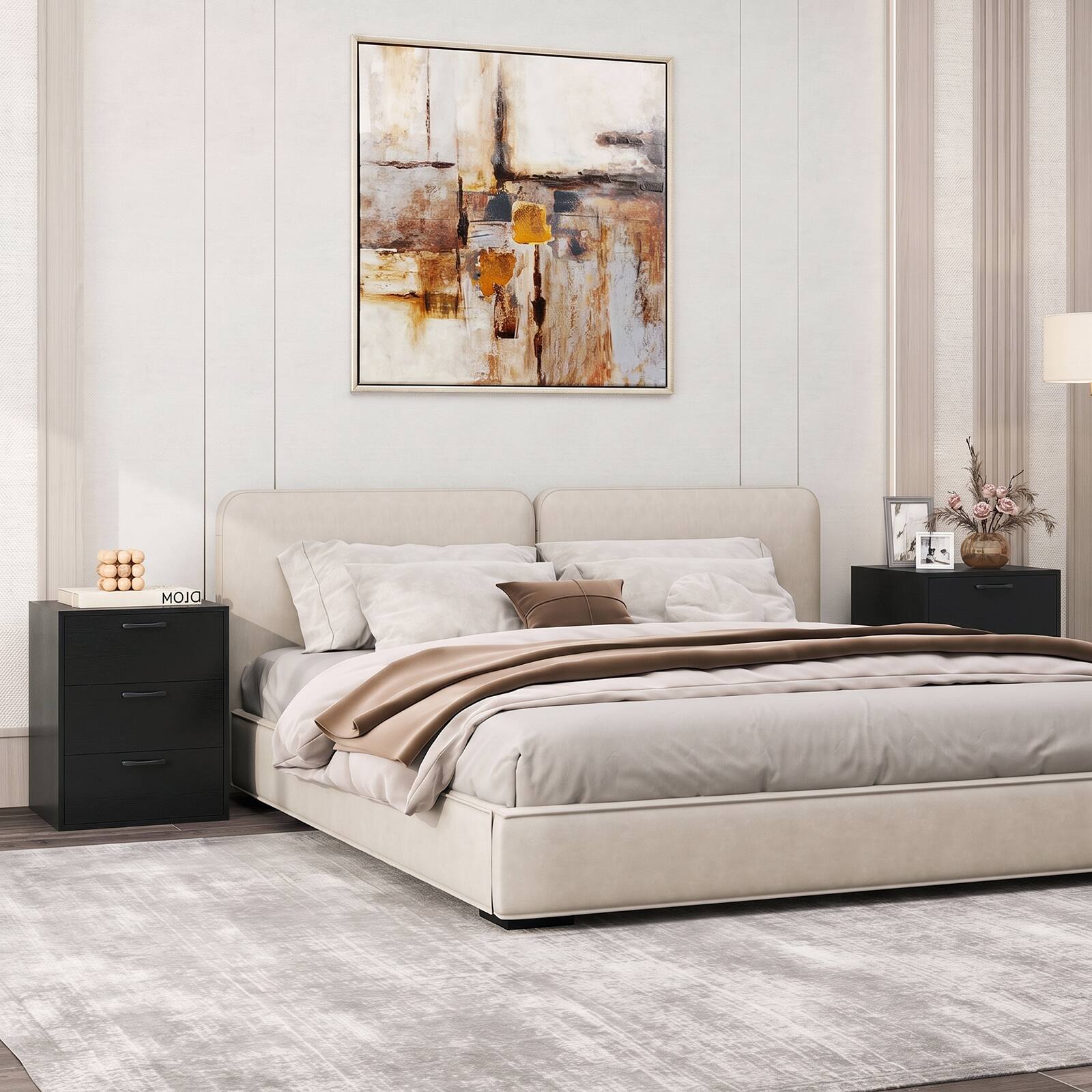 Alt View 6. Costway - Costway 3 Drawer Dresser Chest of Drawer Storage Cabinet with Wide Storage Space Organizer - Black.