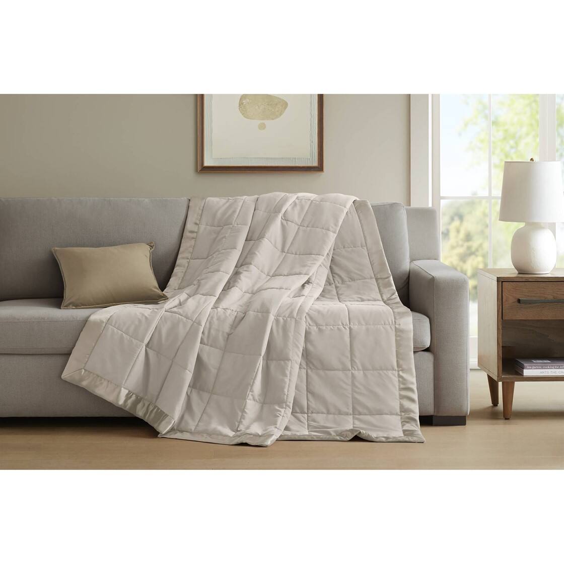 Alt View 2. Gracie Mills - Gracie Mills Larry All-Season Down Alternative Blanket with Satin Trim - Grey.