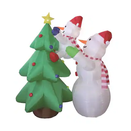 Front. Celebrations - Celebrations Snowman with Tree 6 ft. Inflatable - Multicolored.