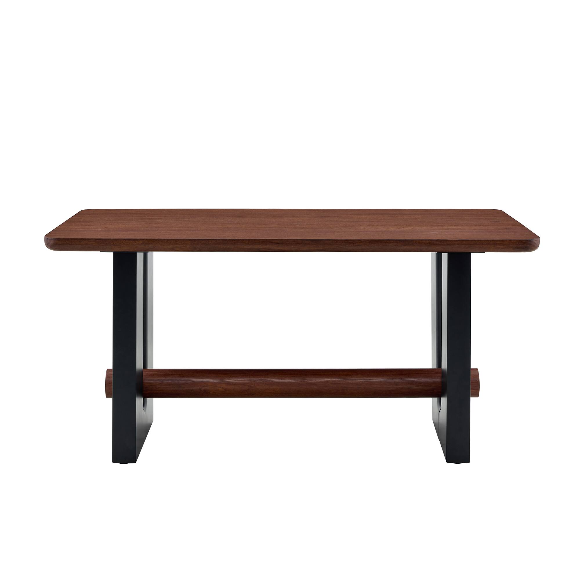 Alt View 6. Loheer - Loheer- 5.25x2.96x2.52 ft Walnut Black Dining Table Modern Two Tone Kitchen Table Sturdy MDF Furniture - Walnut+black.