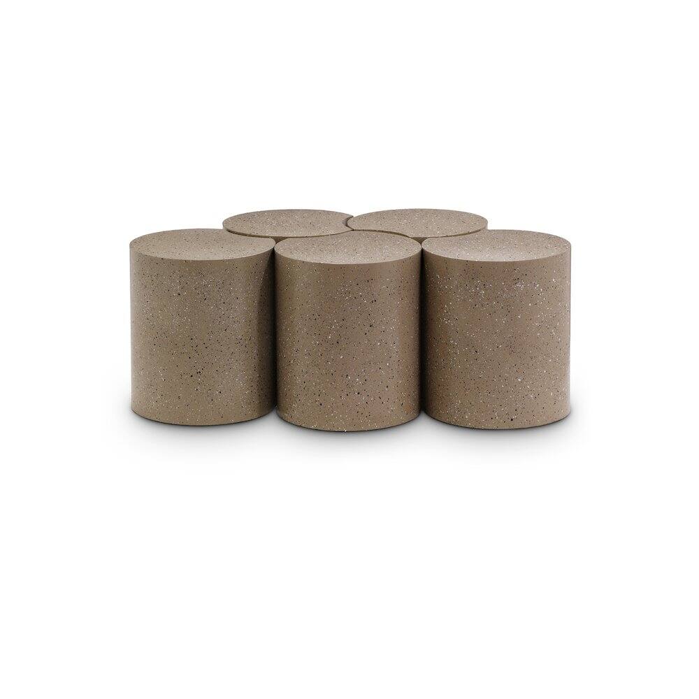 Front. Meridian Furniture - Dimple Taupe Coffee Table - Grey.