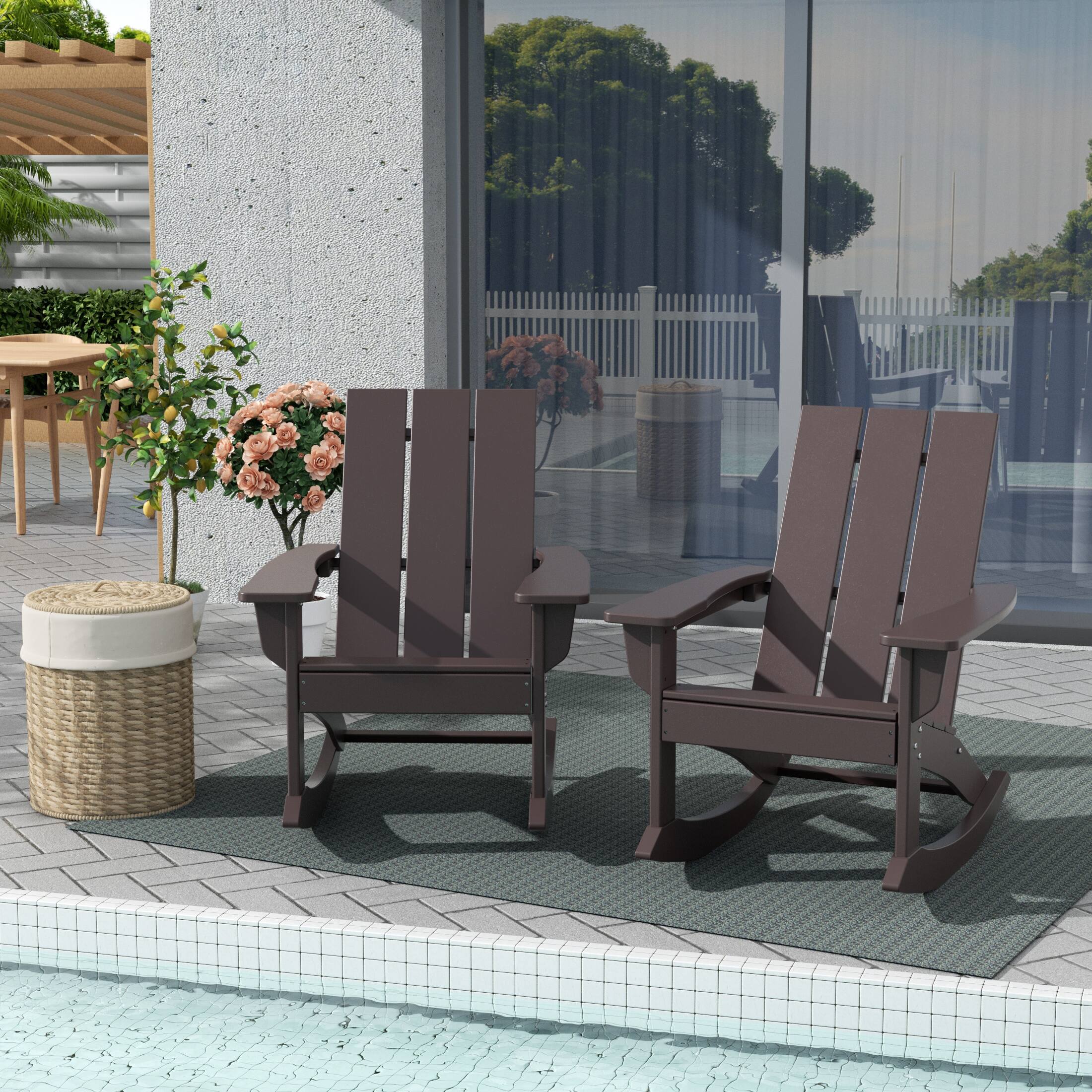 Angle. WestinTrends - WestinTrends Ashore Outdoor Patio Modern Adirondack Rocking Chair (Set of 2) - Dark Brown.