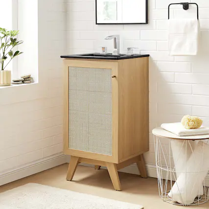 Front. Modway - Soma Bathroom Vanity with Black Basin Included by Modway - Oak Black.
