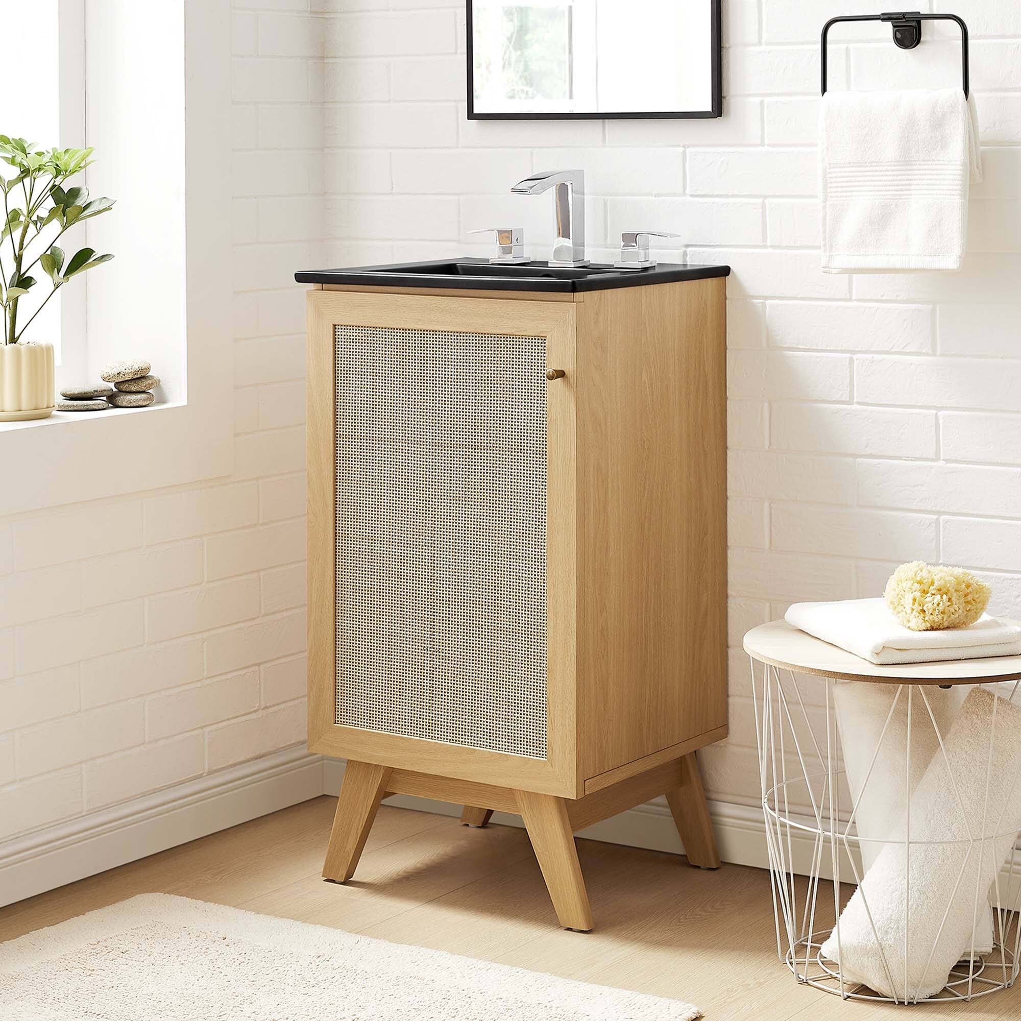 Front. Modway - Soma Bathroom Vanity with Black Basin Included by Modway - Oak Black.