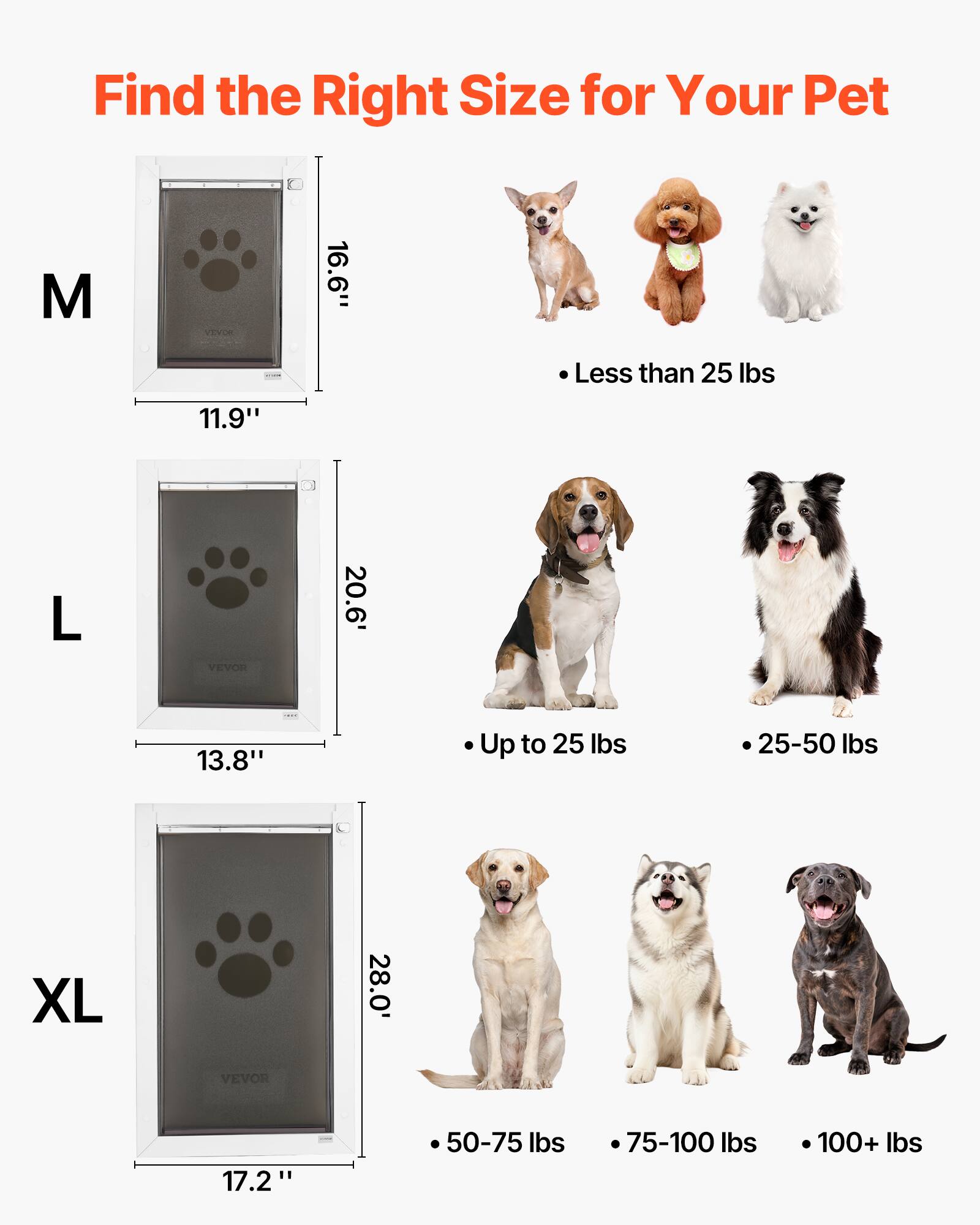 Find the Right Size for Your Pet

M
16.6" x 11.9"
Less than 25 lbs

L
20.6" x 13.8"
Up to 25 lbs
25-50 lbs

XL
28.0" x 17.2"
50-75 lbs
75-100 lbs
100+ lbs