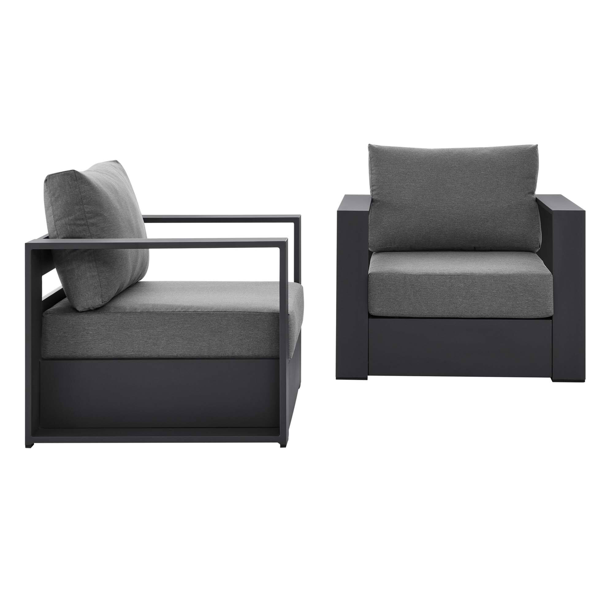 Left. Modway - Tahoe 2-Piece Outdoor Patio Powder-Coated Aluminum Armchair Set by Modway - Gray Charcoal.