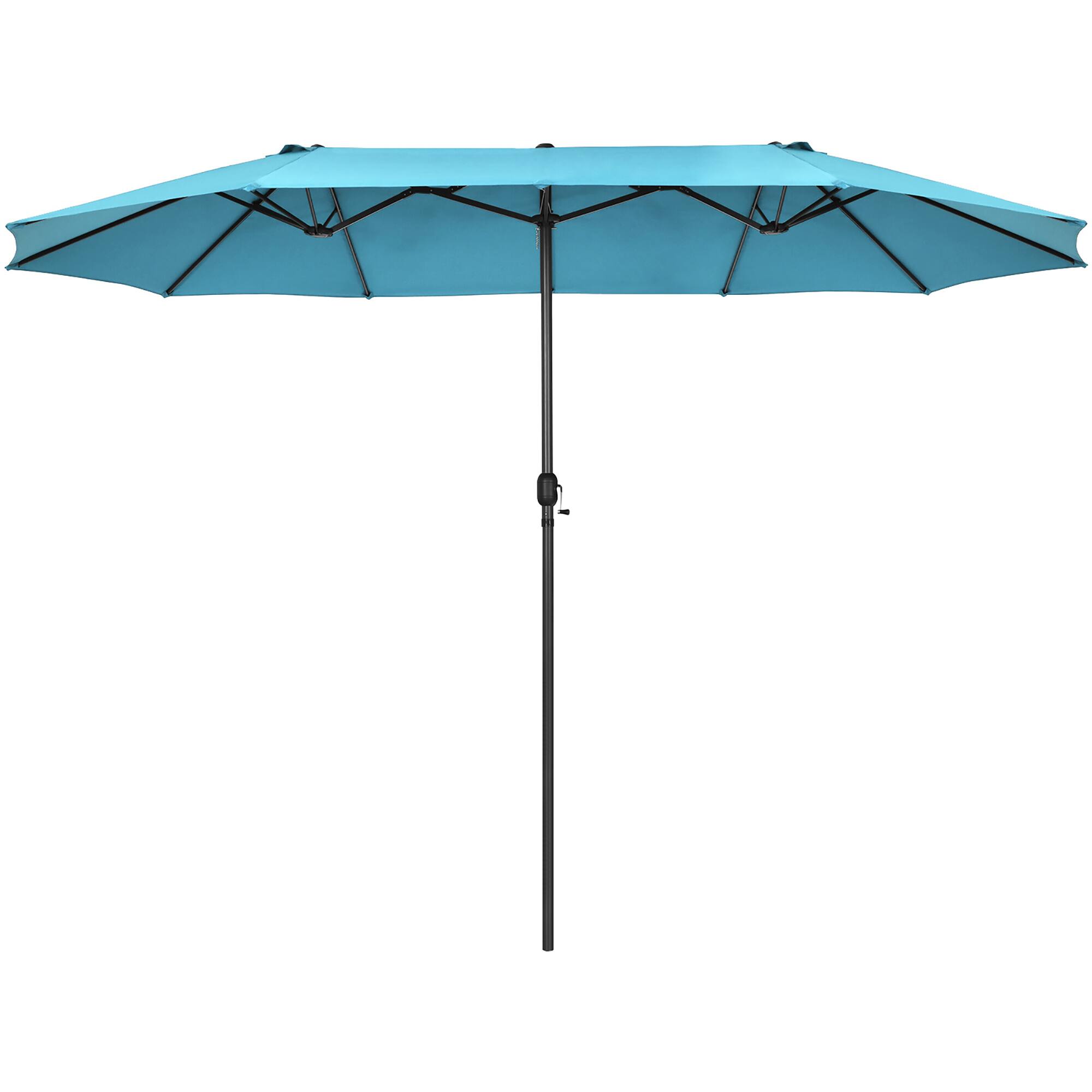 Alt View 1. Costway - 15FT Patio Double-Sided Umbrella Crank Outdoor Garden Market Sun Shade - Turquoise.