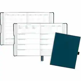 AT-A-GLANCE - Small Undated 2026 5 1/2 x 8 1/2 Wire Bound Blue Hard Cover Magnetic Closure Planner