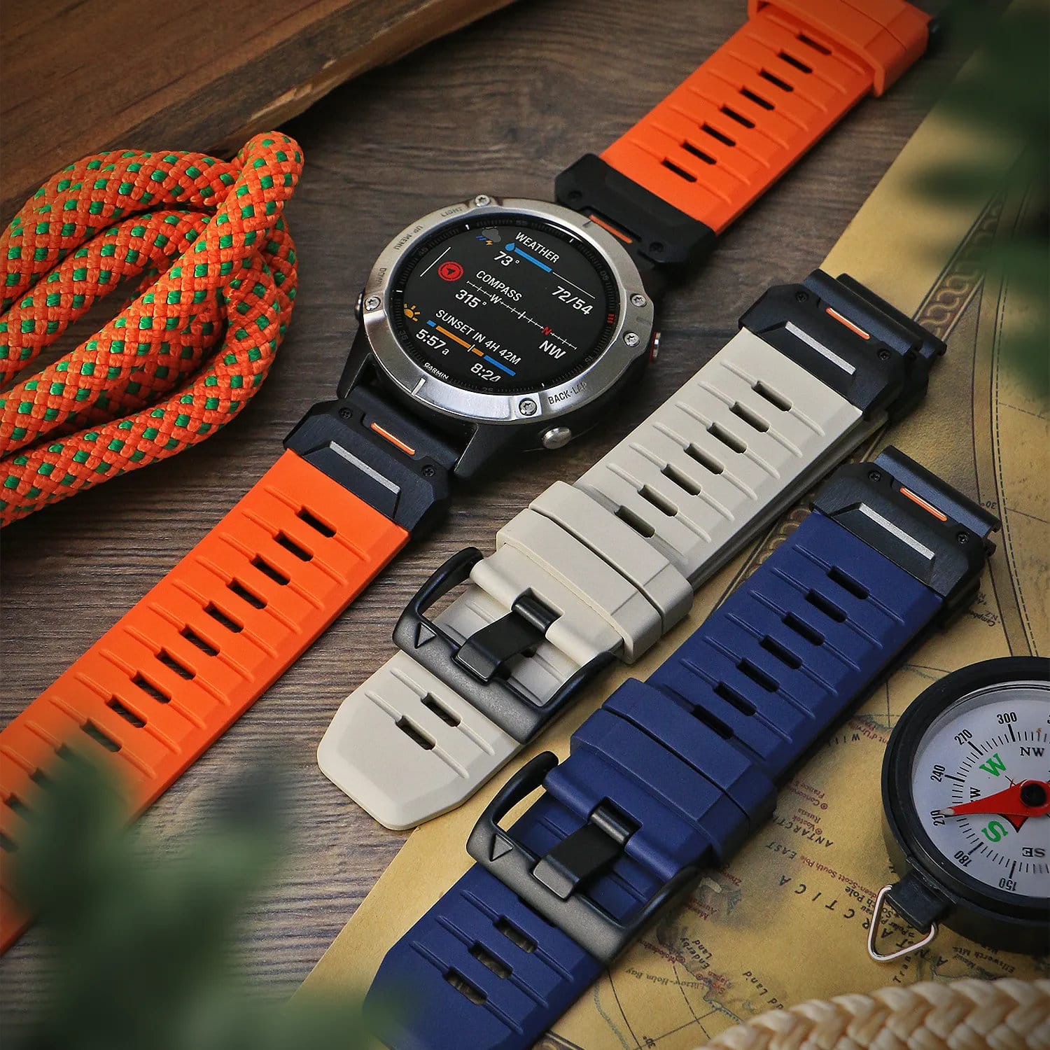 StrapsCo Elite FKM Strap QuickFit 22 Watch Band For Garmin Quatix