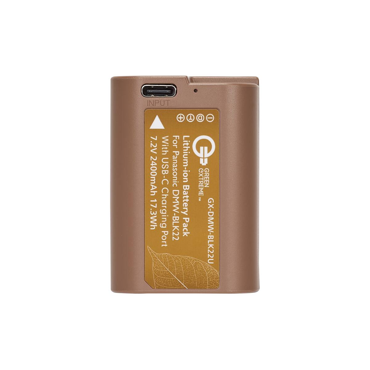 INPUT + T 7.2V With For 2400mAh USB-C Panasonic Lithium-ion 17.3Wh Charging DMW-BLK22 Battery Port Pack

D EXTREME

- GREEN GX-DMW-BLK22U