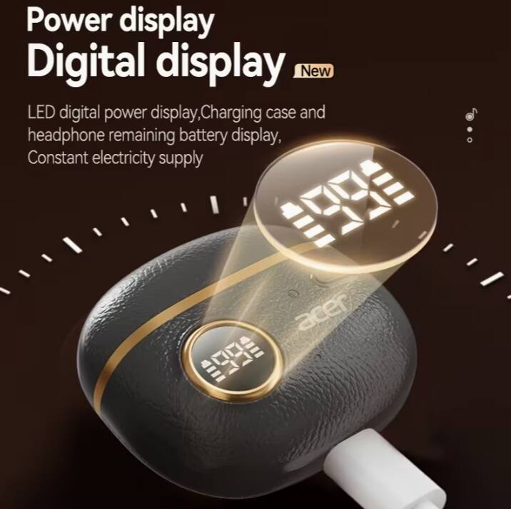 Power display  
Digital display  
New  

LED digital power display, Charging case and headphone remaining battery display, Constant electricity supply  

acer