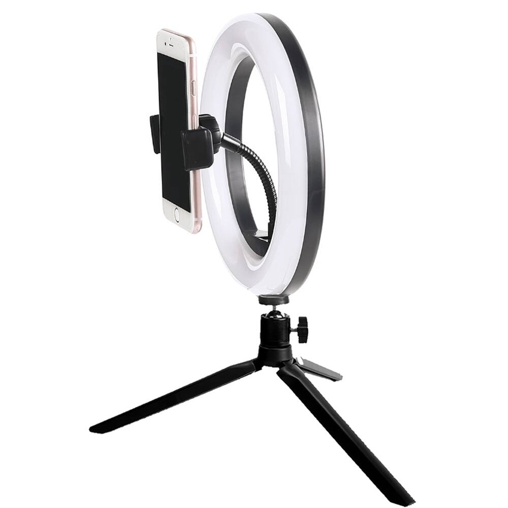 Left. Vivitar - Vivitar 8 Inch LED Ring Light Dimmable Lamp for Iphone Smartphone with Tripod Mount Stand - Black.