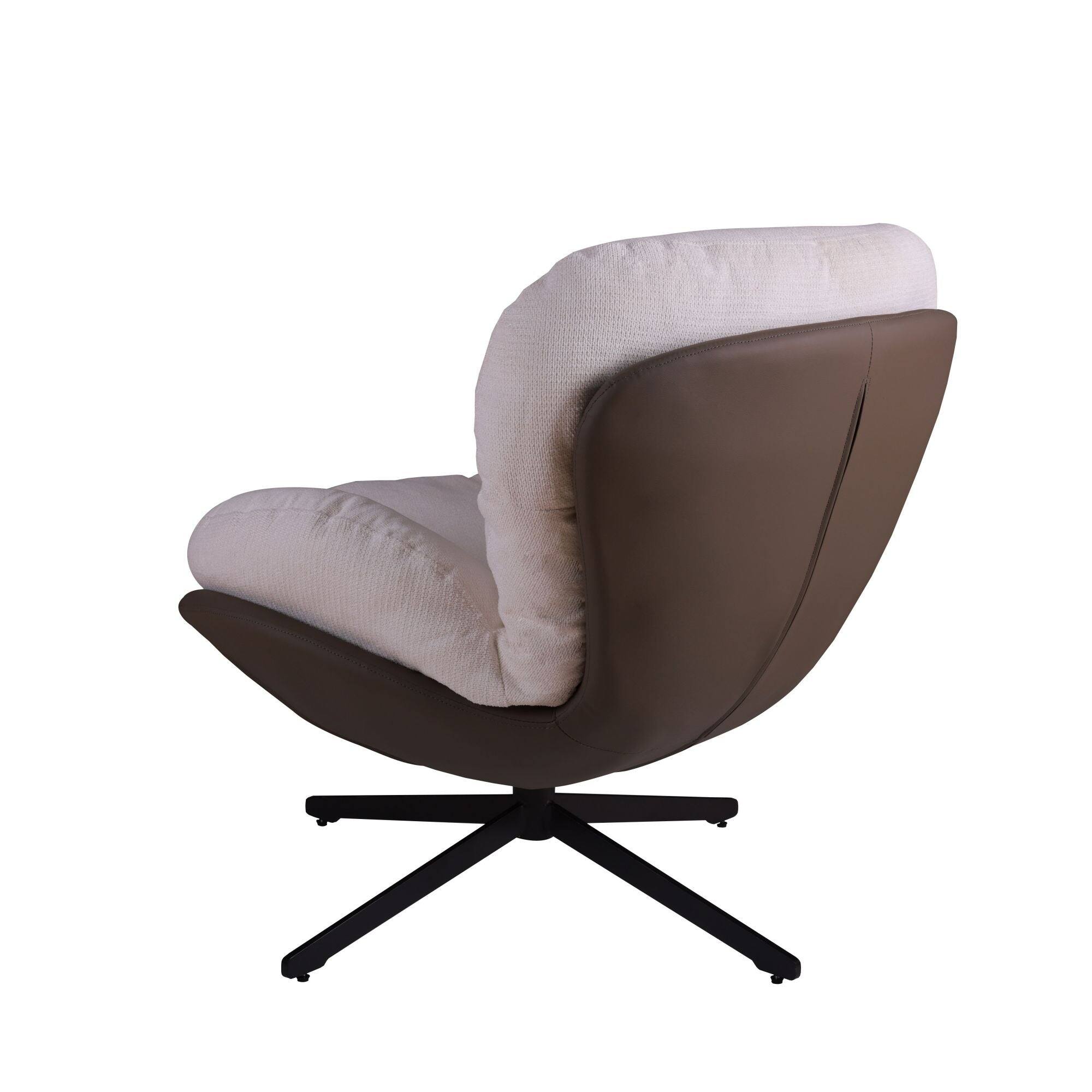 Alt View 3. Boyel Living - White Modern Chenille Chair. Swivel Office Chair with Faux Leather and Black Metal Base Frame for Small Spaces - White.