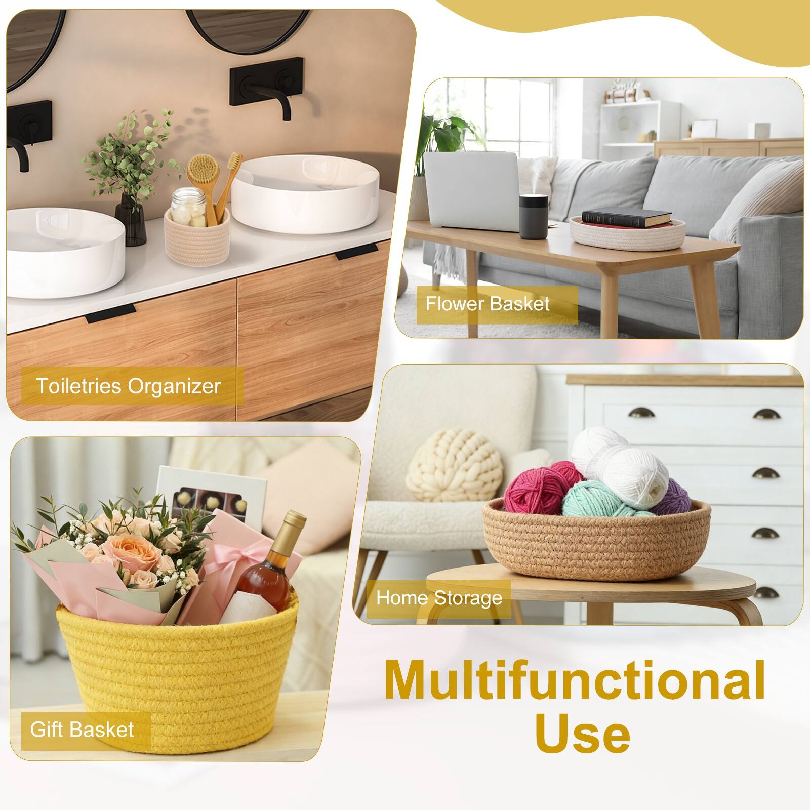Flower Basket Toiletries Organizer Home Storage Gift Basket Multifunctional Use