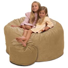 Ultimate Sack - 4ft Bean Bag Chair and Footstool, Oversized Lounger, Suede - Camel