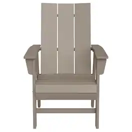 WestinTrends - Ashore Outdoor Patio HDPE Plastic Modern Adirondack Dining Chair - Weathered Wood