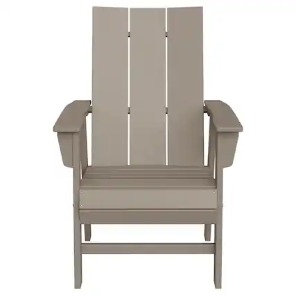 Front. WestinTrends - WestinTrends Ashore Outdoor Patio HDPE Plastic Modern Adirondack Dining Chair - Weathered Wood.