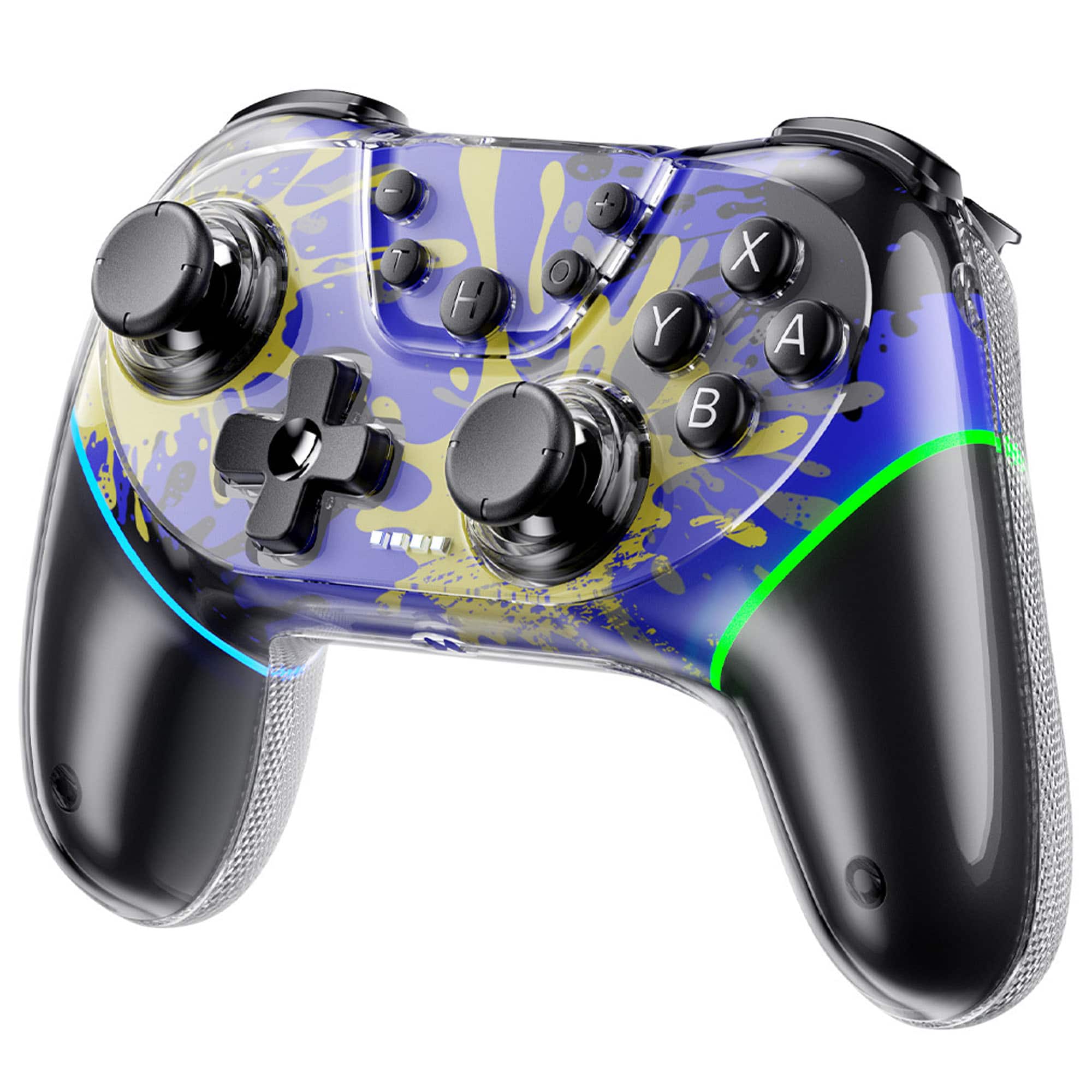 YONWAY - Wireless Bluetooth Game Controller, Compatible Switch 2/OLED/Lite/Android/Tesla Model 3/IOS/PC/ipad with Dual Vibration - Black+Blue