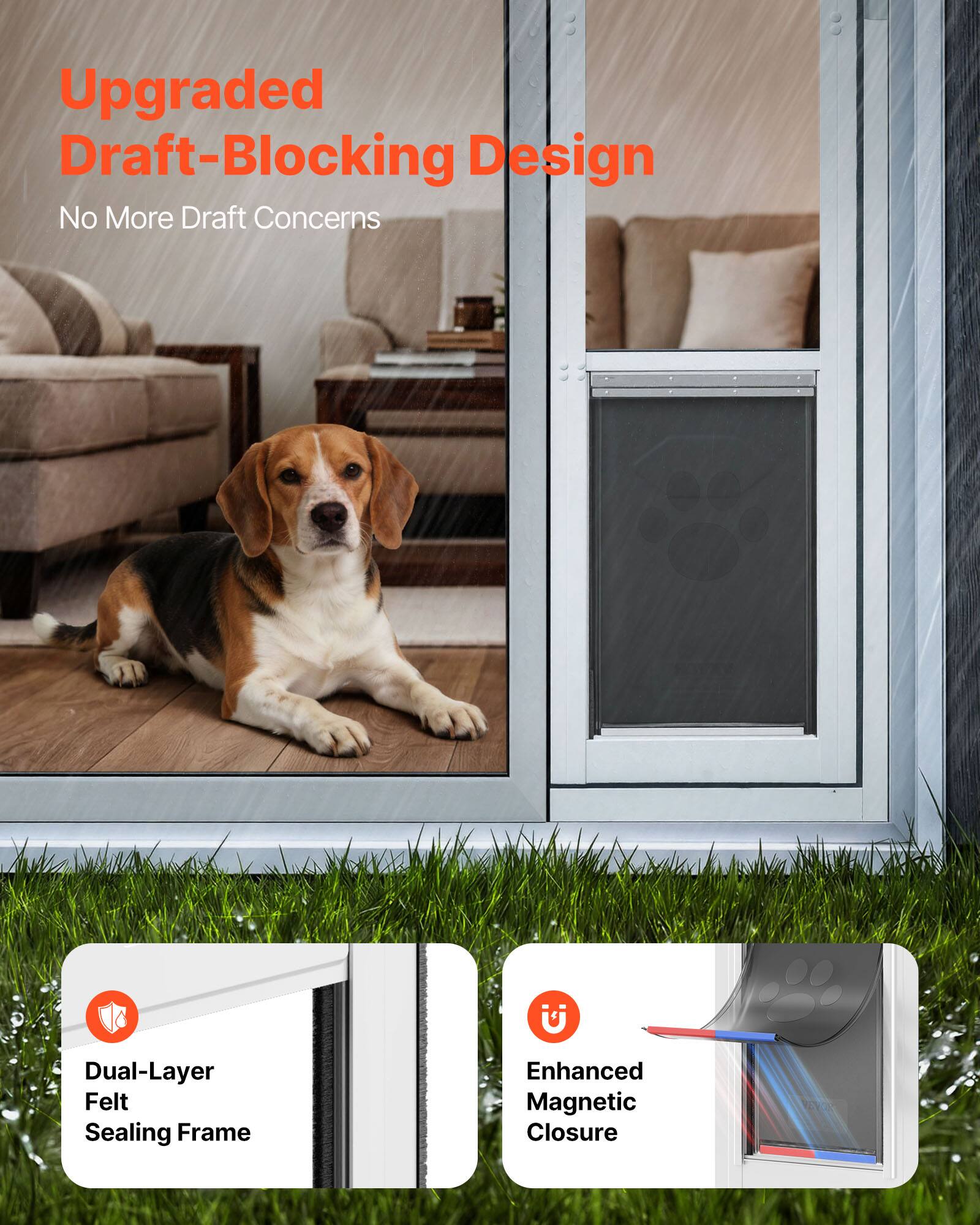 Upgraded Draft-Blocking Design  
No More Draft Concerns  

Dual-Layer Felt Sealing Frame  
Enhanced Magnetic Closure