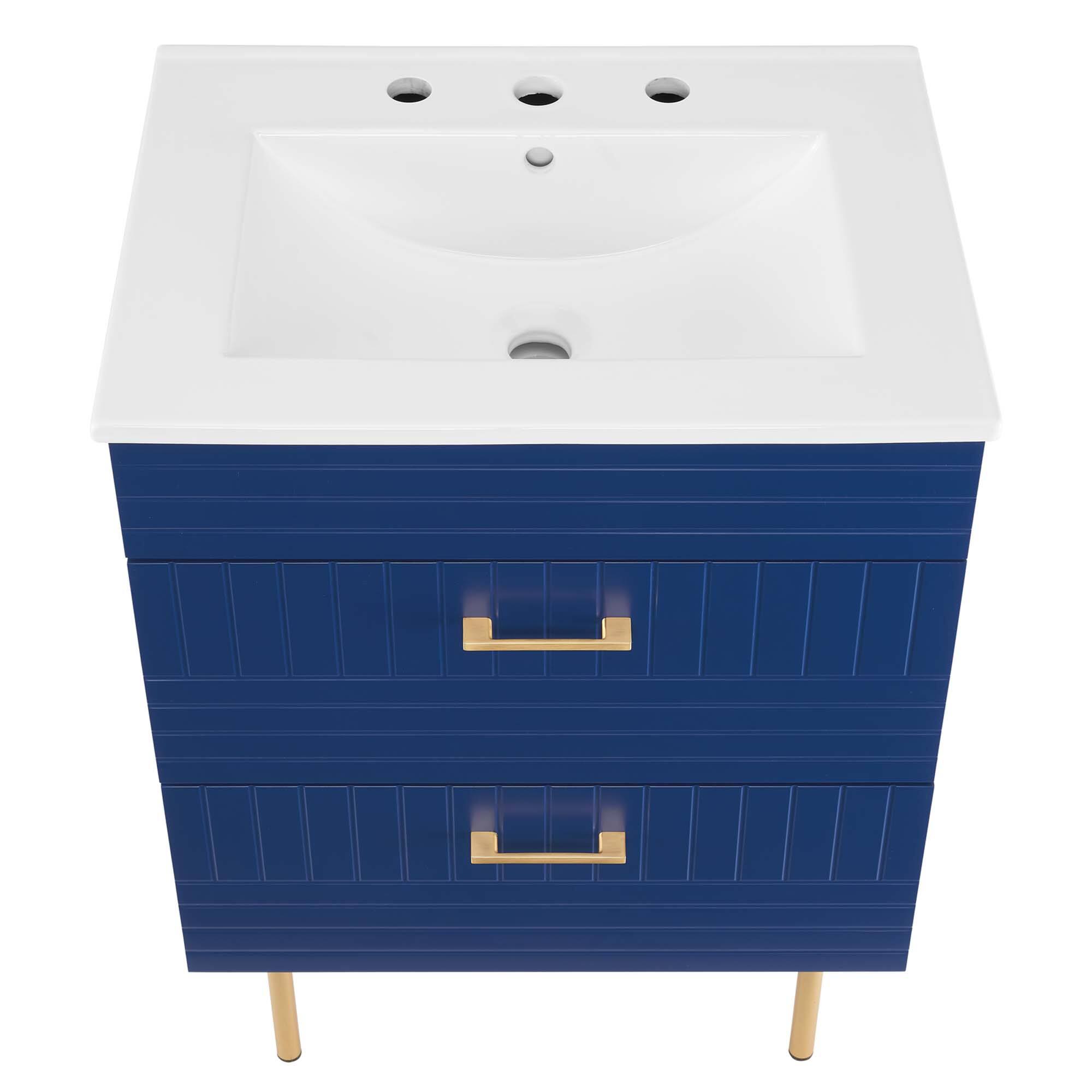 Alt View 4. Modway - Daybreak Bathroom Vanity Basin Included by Modway - Blue White.