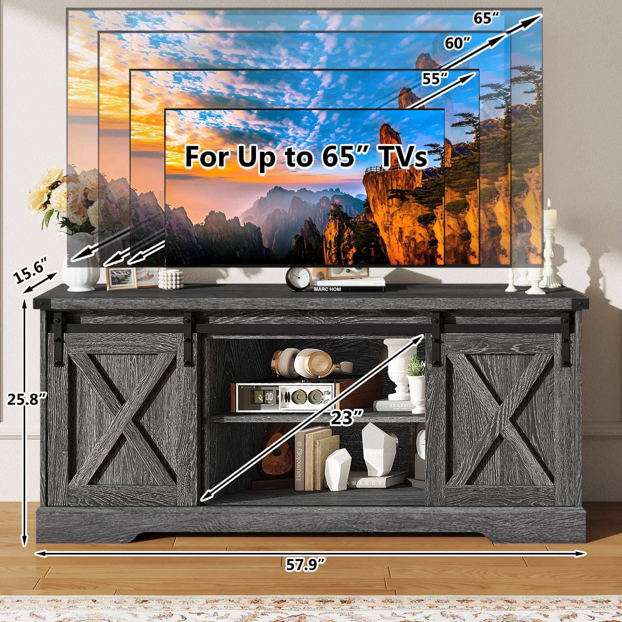65" 60" 55" For Up to 65" TVs 15.6" 25.8" 57.9"