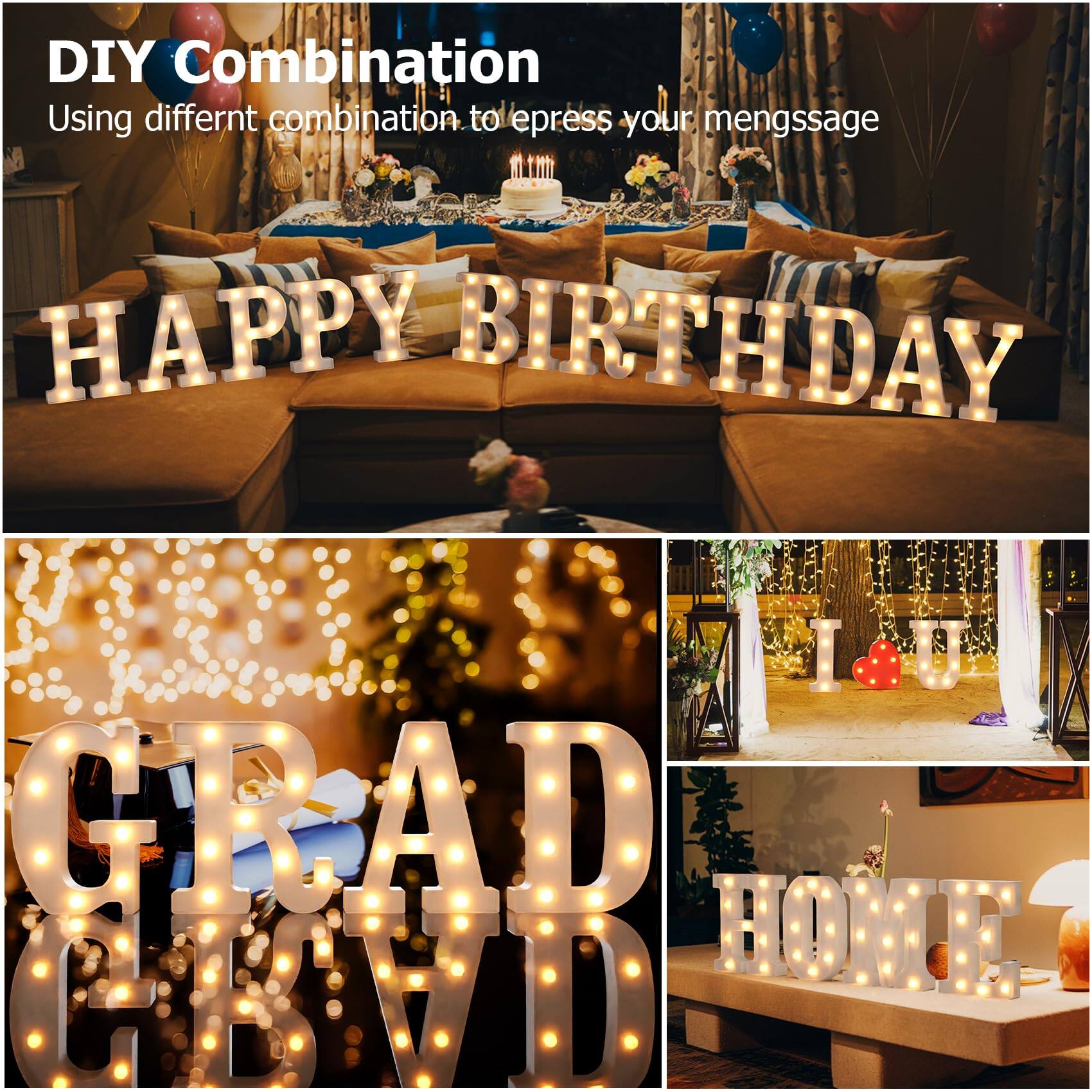 DIY Combination  
Using different combination to express your message  

HAPPY BIRTHDAY  

GRAB  
HOMIE  

I ❤️ U