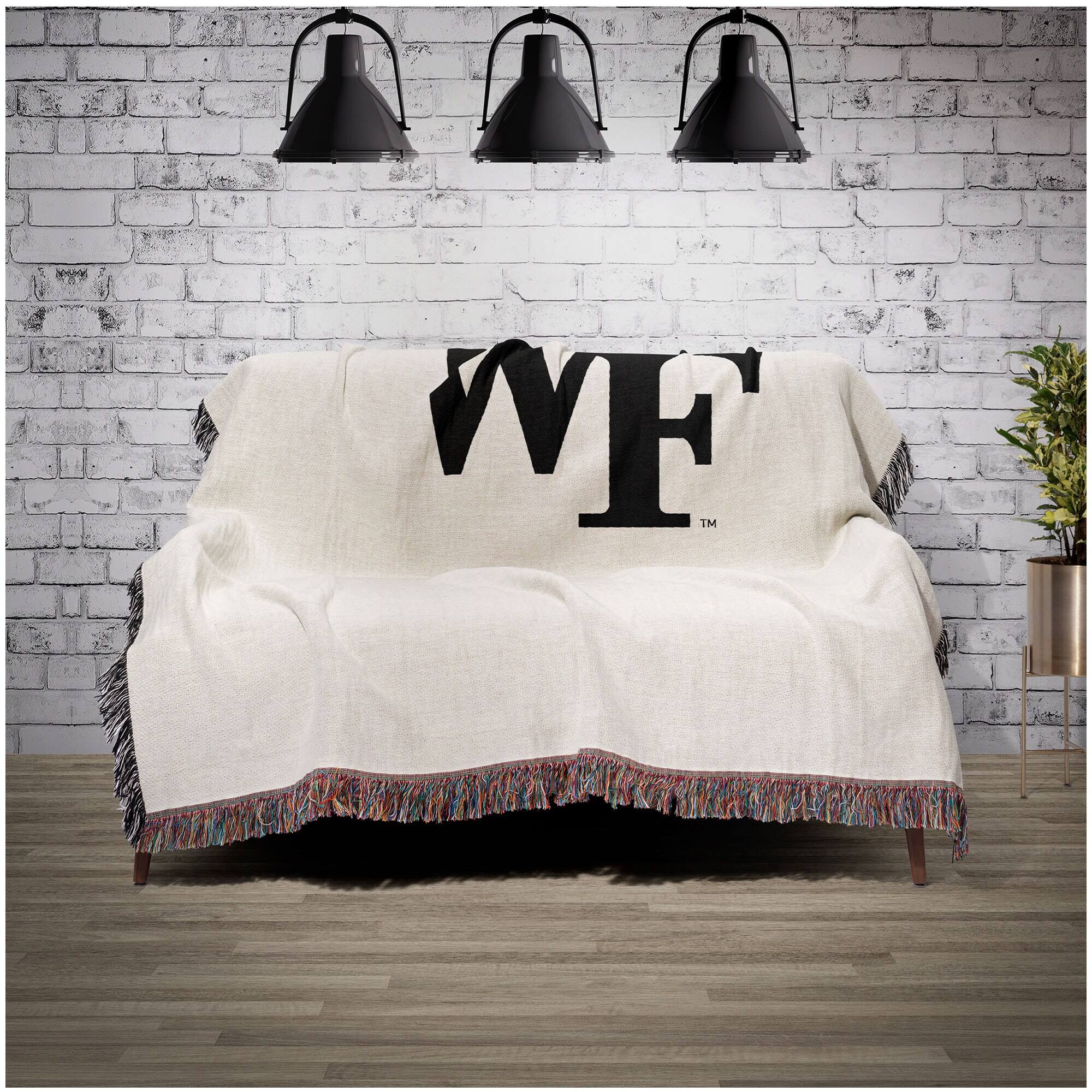 Alt View 1. Chad & Jake - Wake Forest Demon Deacons Woven Blanket - White.