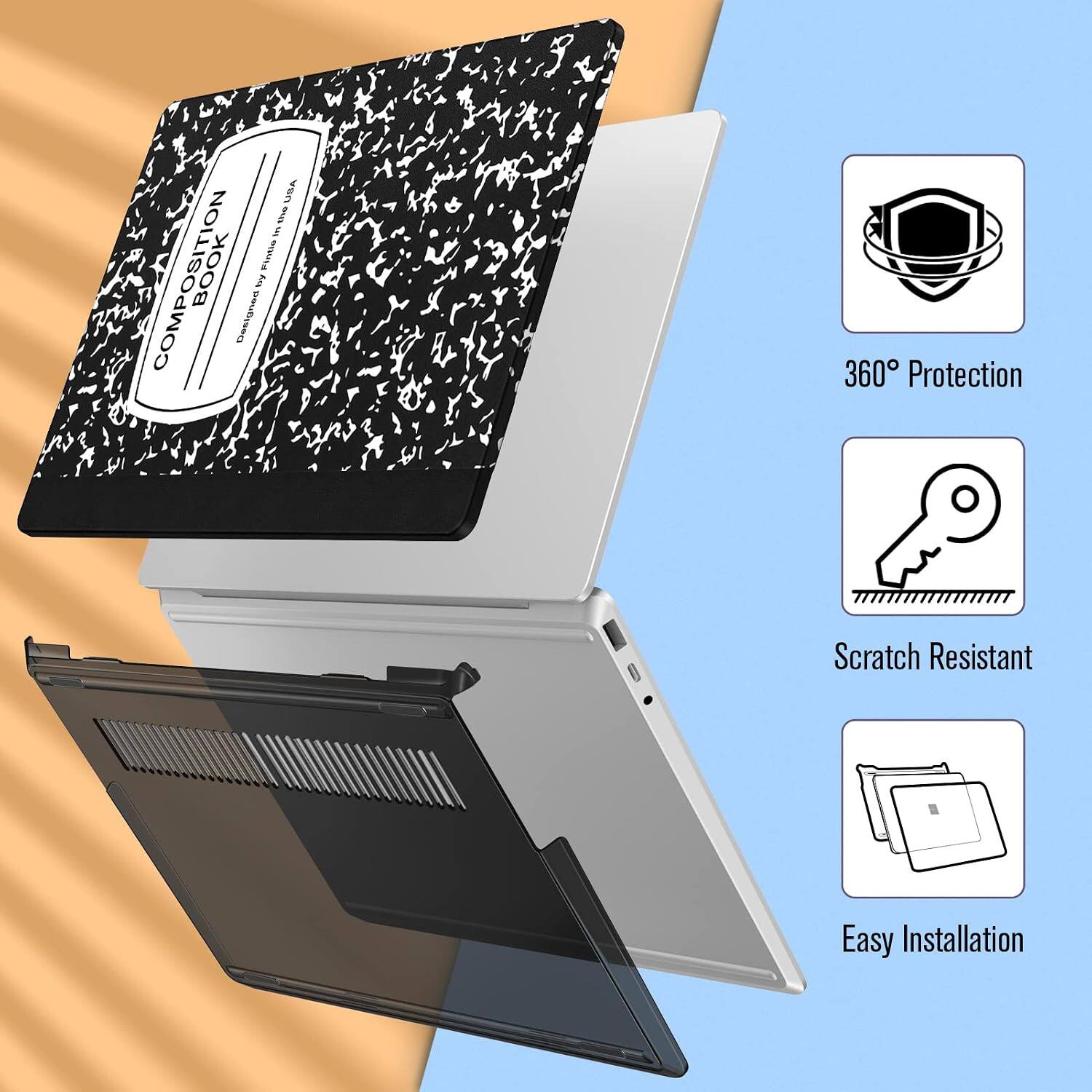 USA the in COMPOSITION BOOKION Designed by Fintle

360° Protection
Scratch Resistant
Easy Installation
