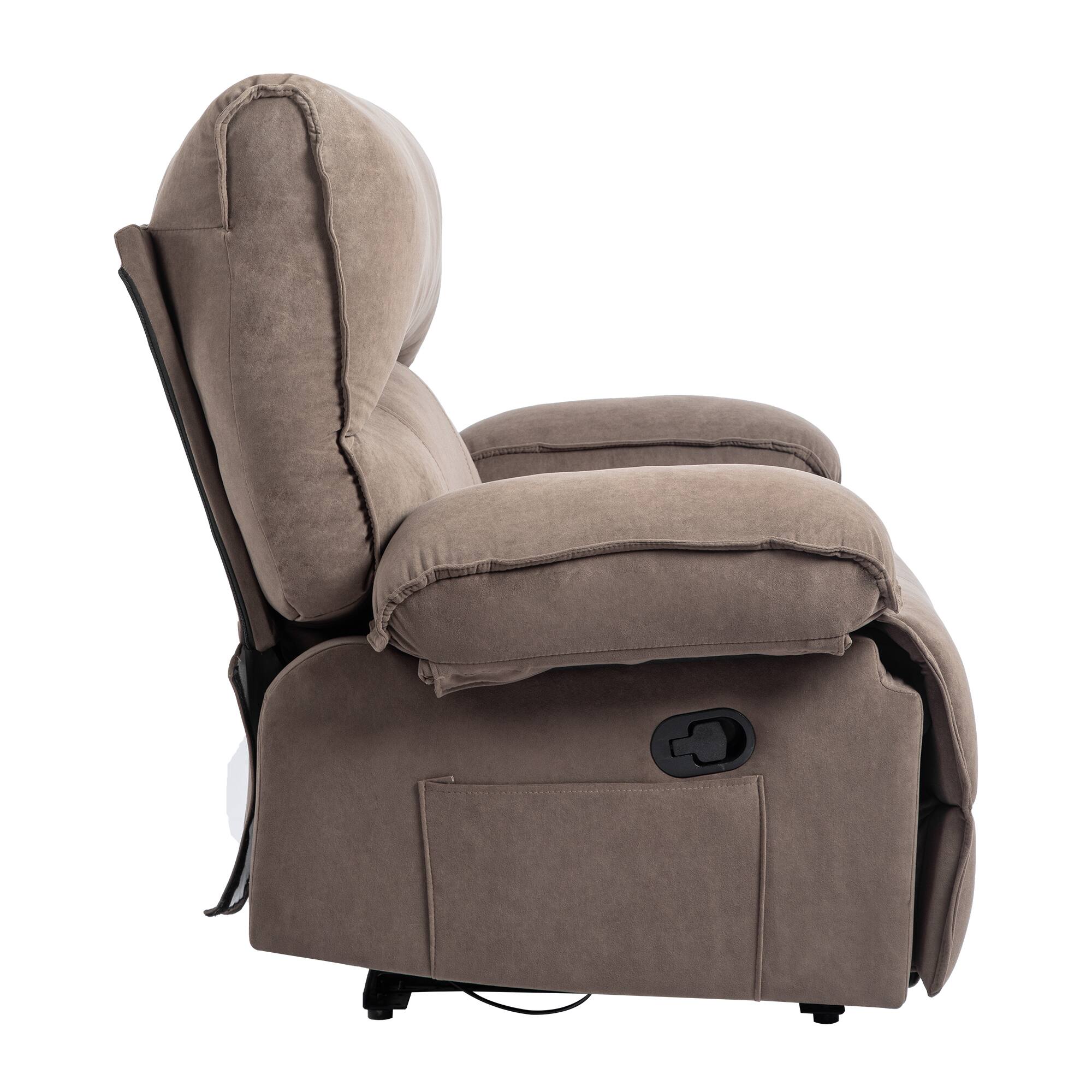 Alt View 4. APRILSOUL - Oversized Manual Recliner Chair Sofa for Living Room - Brown.