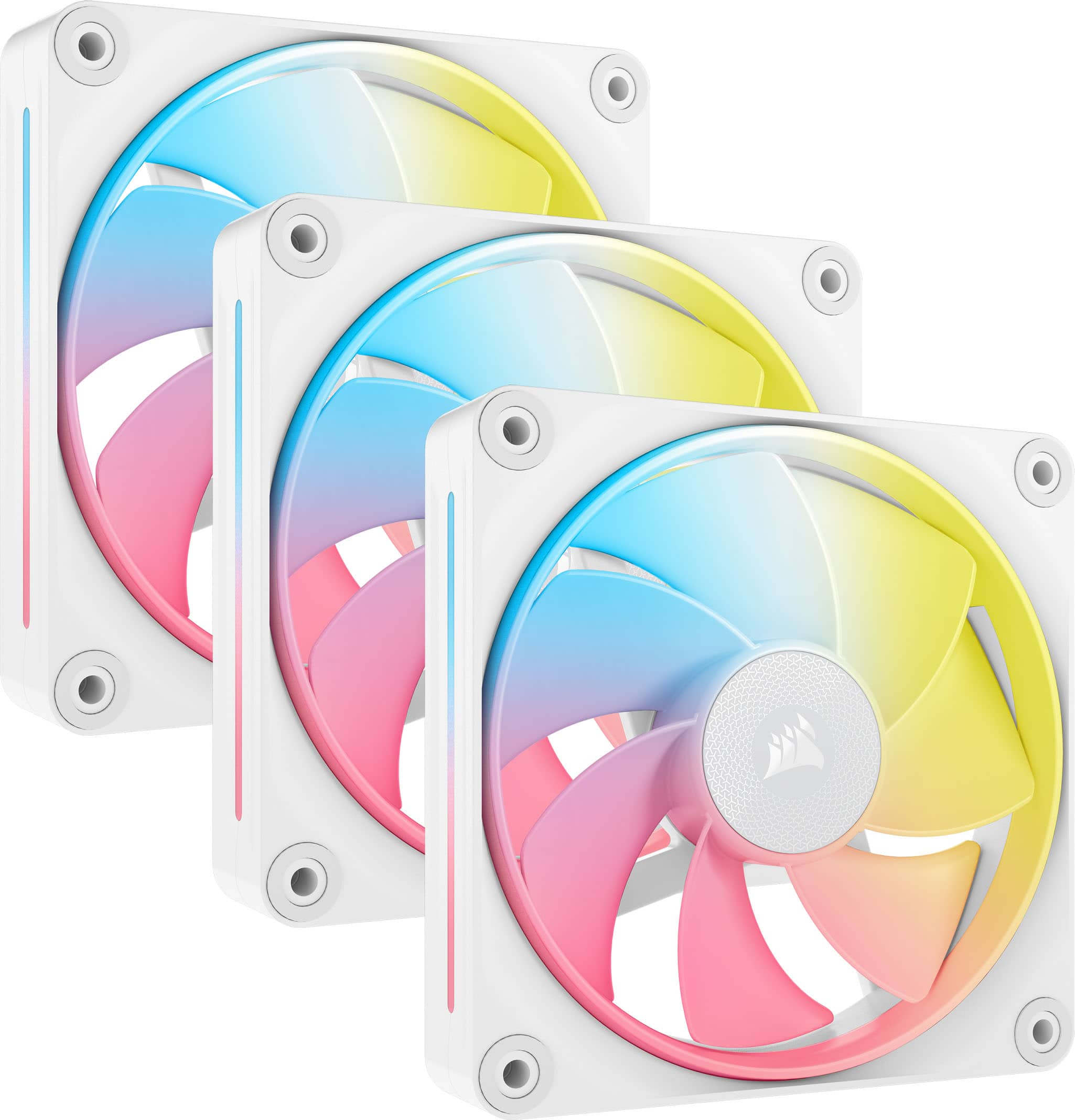 Front. CORSAIR - iCUE LINK LX120-R RGB 120mm PWM Reverse Blade Computer Case Fan Starter Kit (3-pack) - White.