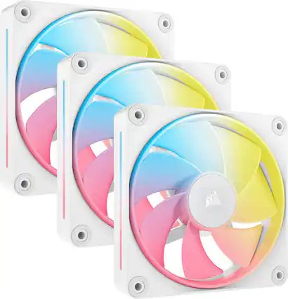 Front. CORSAIR - iCUE LINK LX120-R RGB 120mm PWM Reverse Blade Computer Case Fan Starter Kit (3-pack) - White.