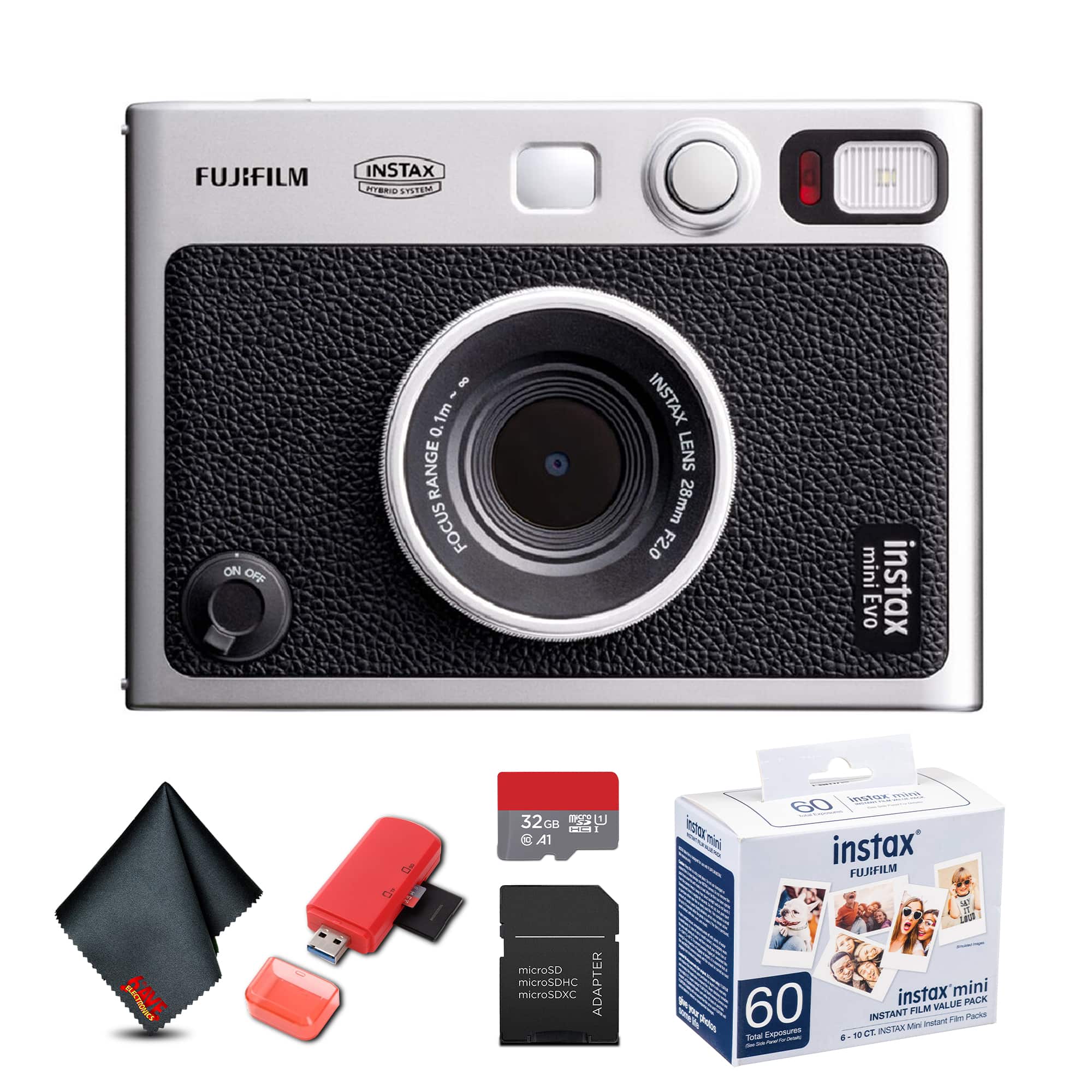 Fujifilm - INSTAX MINI EVO Hybrid Instant Camera , MICRO SD TO SD ADAPTER - Black
