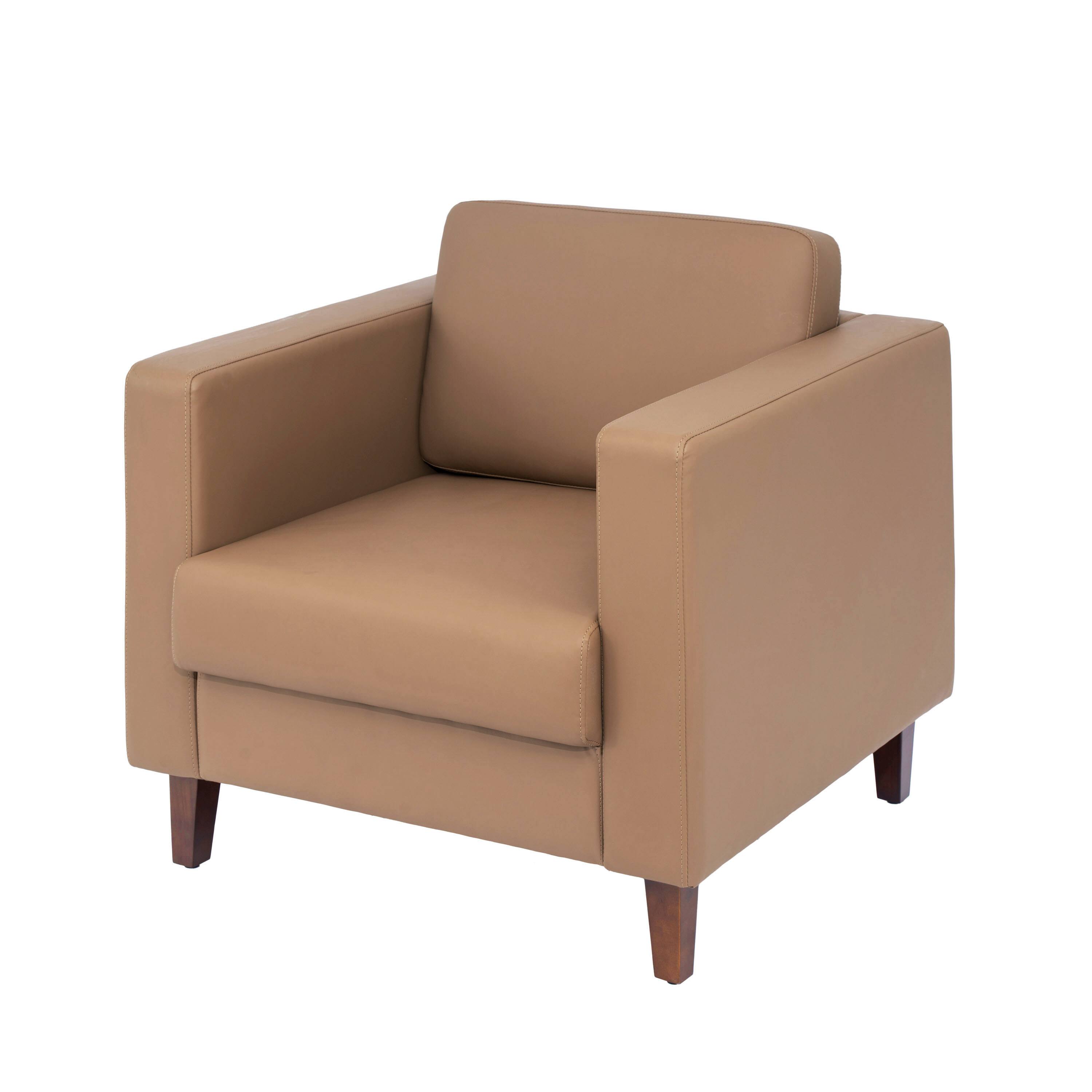 Front. Flash Furniture - HERCULES Artemis Cognac LeatherSoft Reception Chair with 2 AC Outlets/USB/USB-C Ports and Solid Wood Walnut Legs with Ad - Brown.