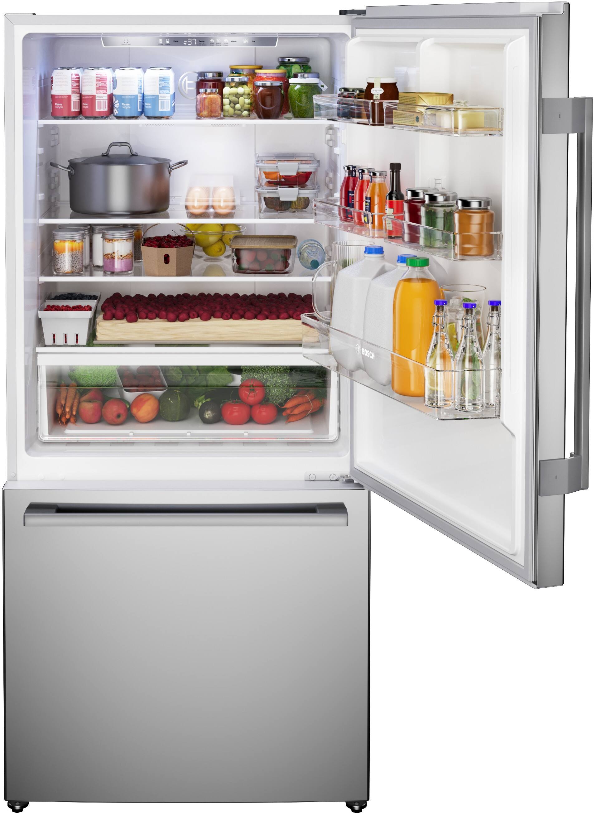 Alt View 5. Bosch - 100 Series 17.2 Cu. Ft. Bottom-Freezer Built-In Refrigerator with Ice in Fingerprint Resistance - Stainless Steel.
