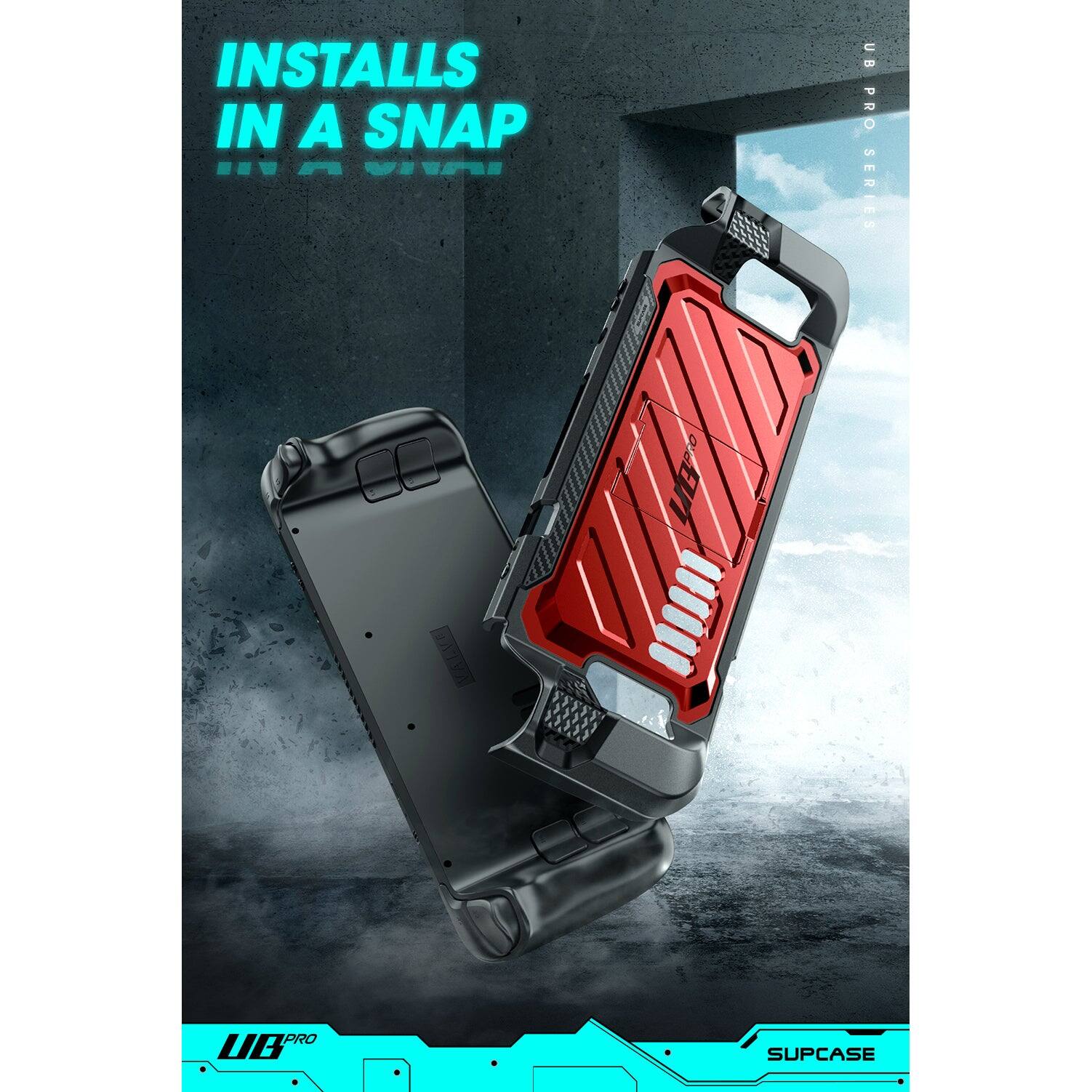 Sure, here is the corrected and grouped text from the image:

---

**INSTALLS IN A SNAP**

**UB PRO SERIES**

**SUPCASE**

---

**UB PRO**